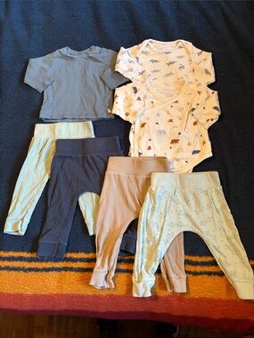 Mori Baby Neutral Ribbed Pants & Tops bundle of 7